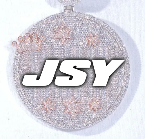 CUSTOM LETTER NECKLACE 3D BIG CROWN DISC sold by The GUU Shop