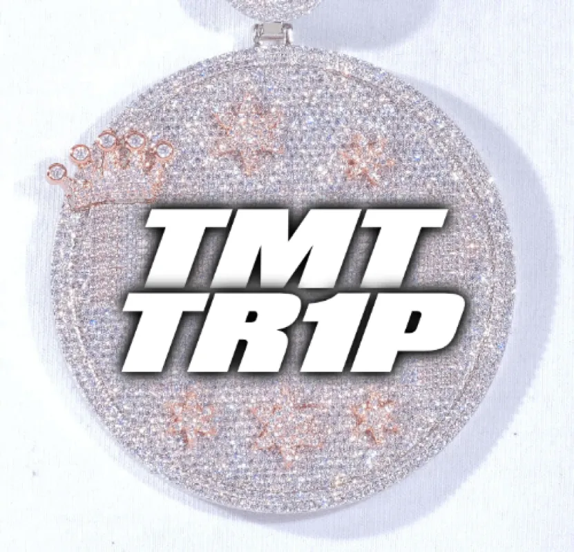 CUSTOM LETTER NECKLACE 3D BIG CROWN DISC sold by The GUU Shop