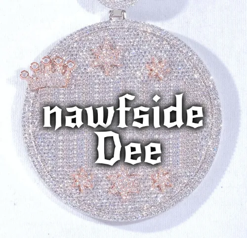 CUSTOM LETTER NECKLACE 3D BIG CROWN DISC sold by The GUU Shop