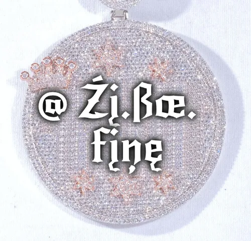 CUSTOM LETTER NECKLACE 3D BIG CROWN DISC sold by The GUU Shop