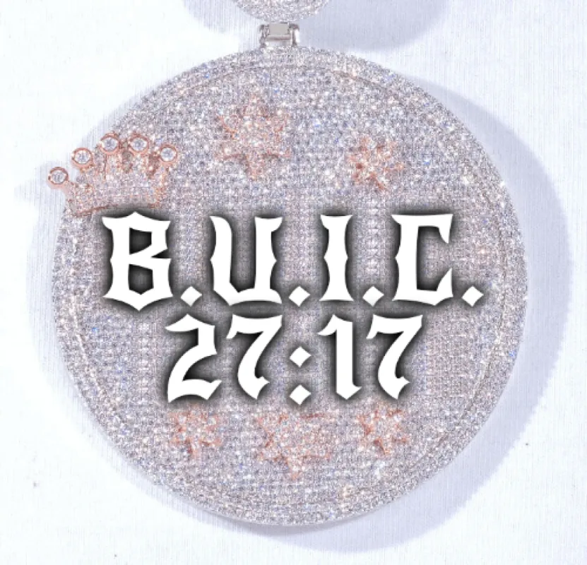 CUSTOM LETTER NECKLACE 3D BIG CROWN DISC sold by The GUU Shop