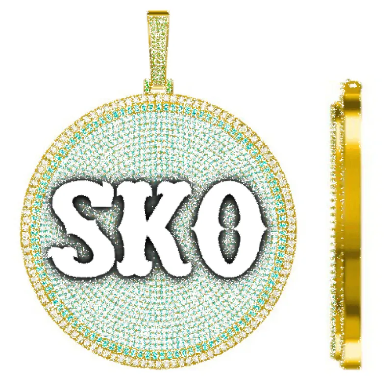 CUSTOM LETTER NECKLACE 3D BIG DISC sold by The GUU Shop