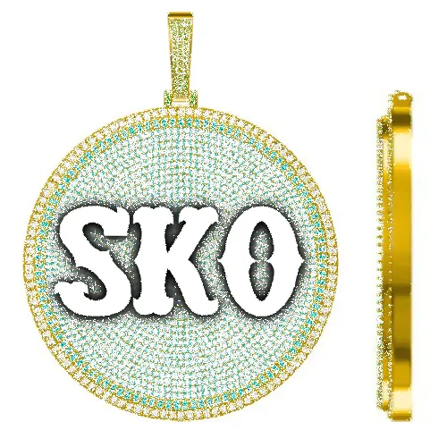 CUSTOM LETTER NECKLACE 3D BIG DISC sold by The GUU Shop