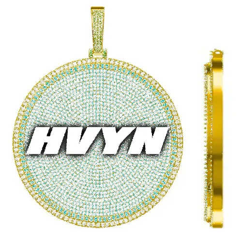 CUSTOM LETTER NECKLACE 3D BIG DISC sold by The GUU Shop