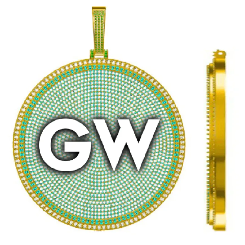 CUSTOM LETTER NECKLACE 3D BIG DISC sold by The GUU Shop