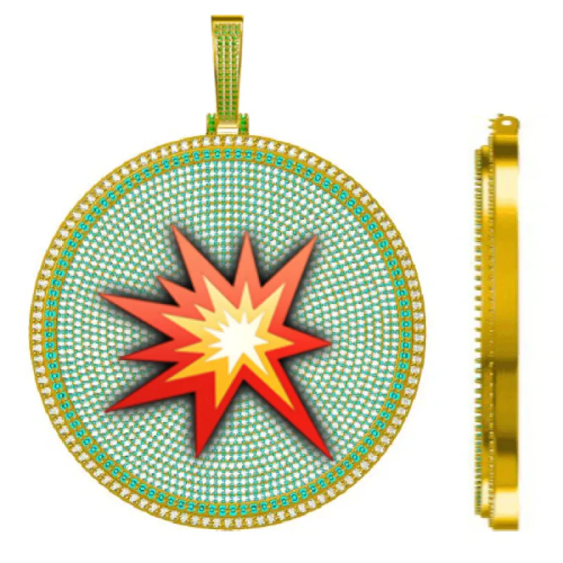 CUSTOM LETTER NECKLACE 3D BIG DISC sold by The GUU Shop