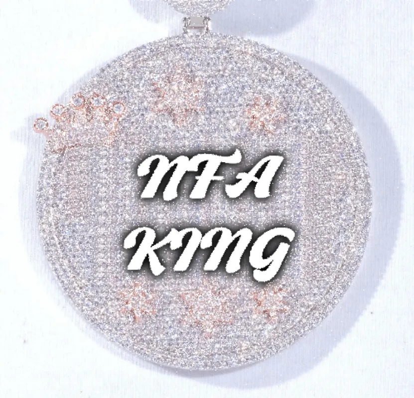 CUSTOM LETTER NECKLACE 3D BIG CROWN DISC sold by The GUU Shop