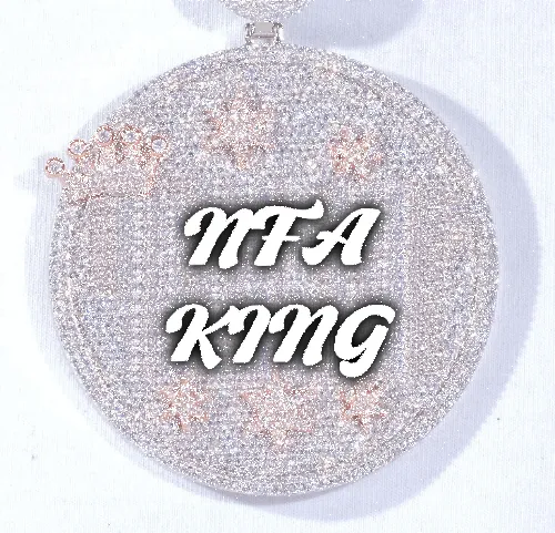 CUSTOM LETTER NECKLACE 3D BIG CROWN DISC sold by The GUU Shop