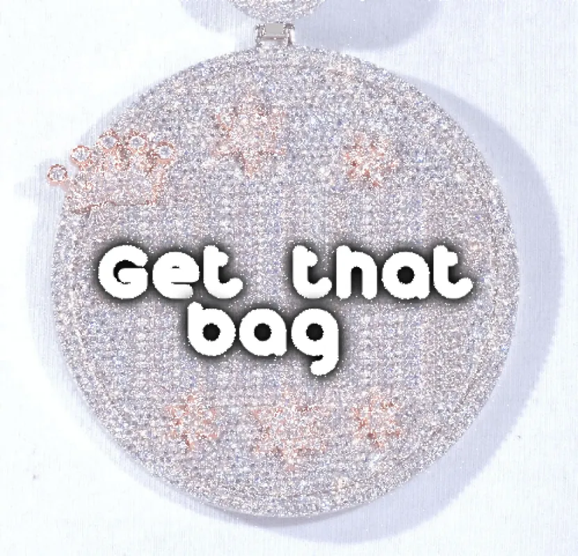 CUSTOM LETTER NECKLACE 3D BIG CROWN DISC sold by The GUU Shop