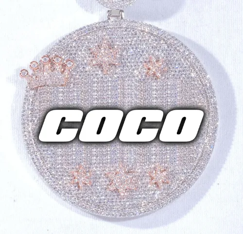 CUSTOM LETTER NECKLACE 3D BIG CROWN DISC sold by The GUU Shop