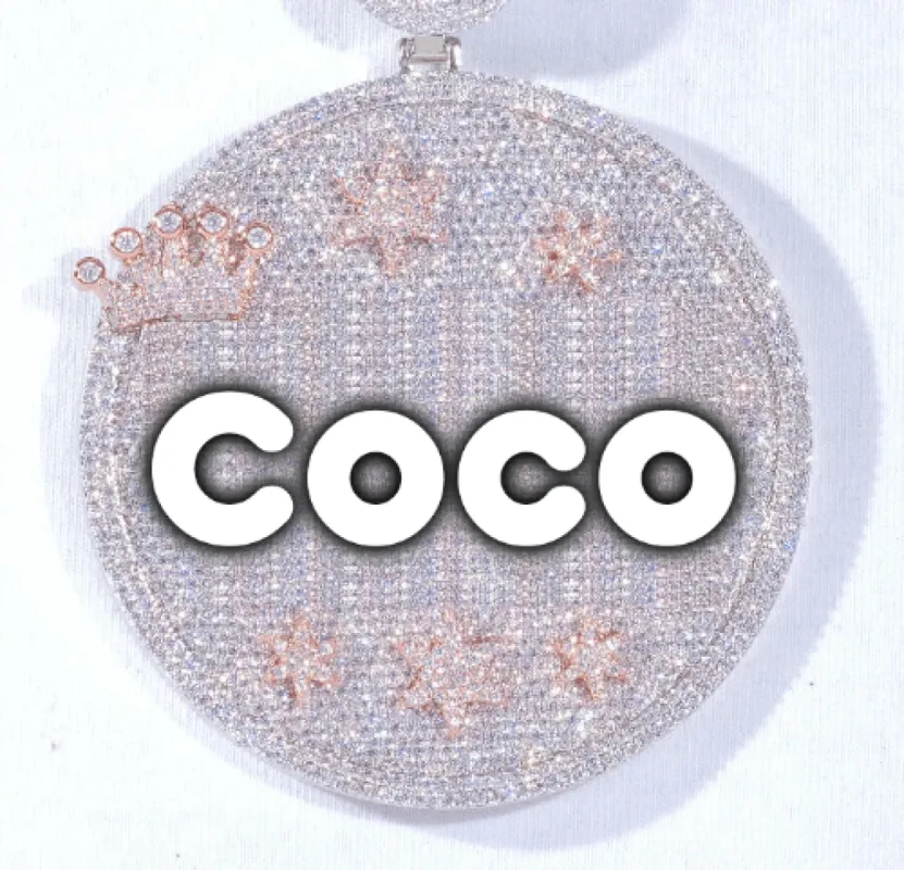 CUSTOM LETTER NECKLACE 3D BIG CROWN DISC sold by The GUU Shop