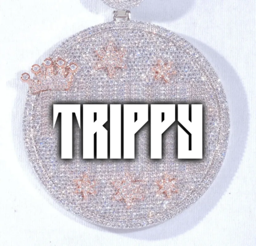 CUSTOM LETTER NECKLACE 3D BIG CROWN DISC sold by The GUU Shop