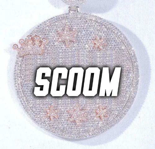 CUSTOM LETTER NECKLACE 3D BIG CROWN DISC sold by The GUU Shop