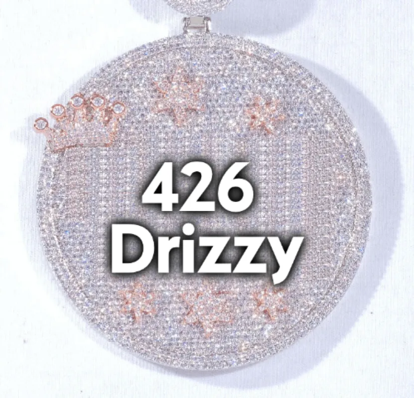 CUSTOM LETTER NECKLACE 3D BIG CROWN DISC sold by The GUU Shop