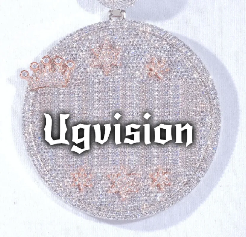 CUSTOM LETTER NECKLACE 3D BIG CROWN DISC sold by The GUU Shop