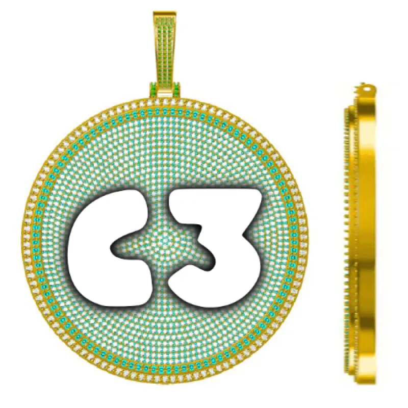 CUSTOM LETTER NECKLACE 3D BIG DISC sold by The GUU Shop