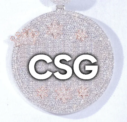 CUSTOM LETTER NECKLACE 3D BIG CROWN DISC sold by The GUU Shop