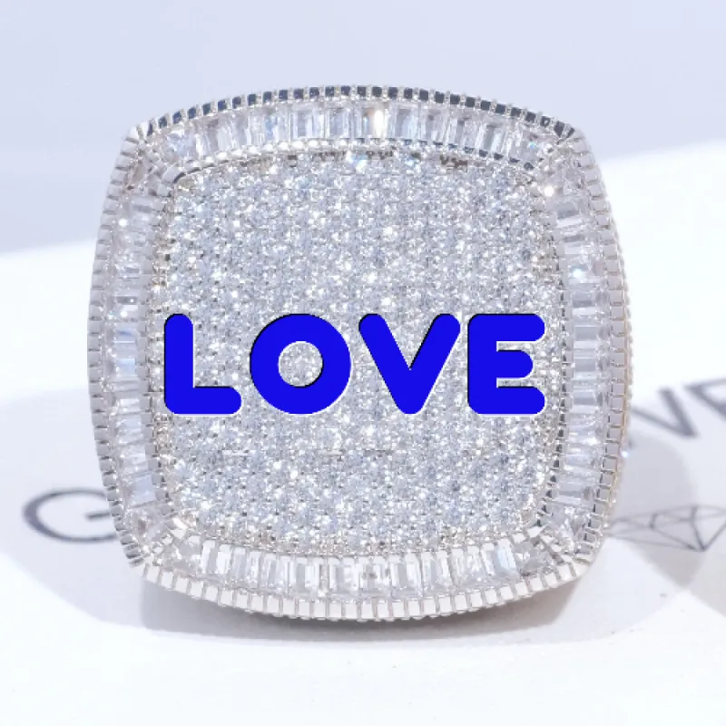 CUSTOM LETTER 3D ICED RING sold by The GUU Shop