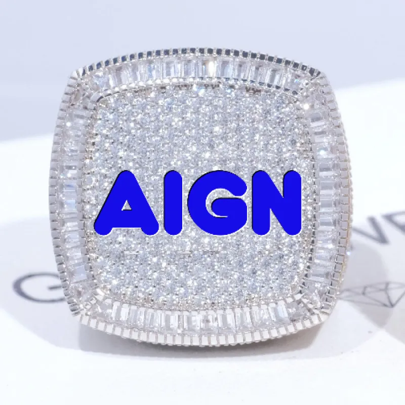 CUSTOM LETTER 3D ICED RING sold by The GUU Shop