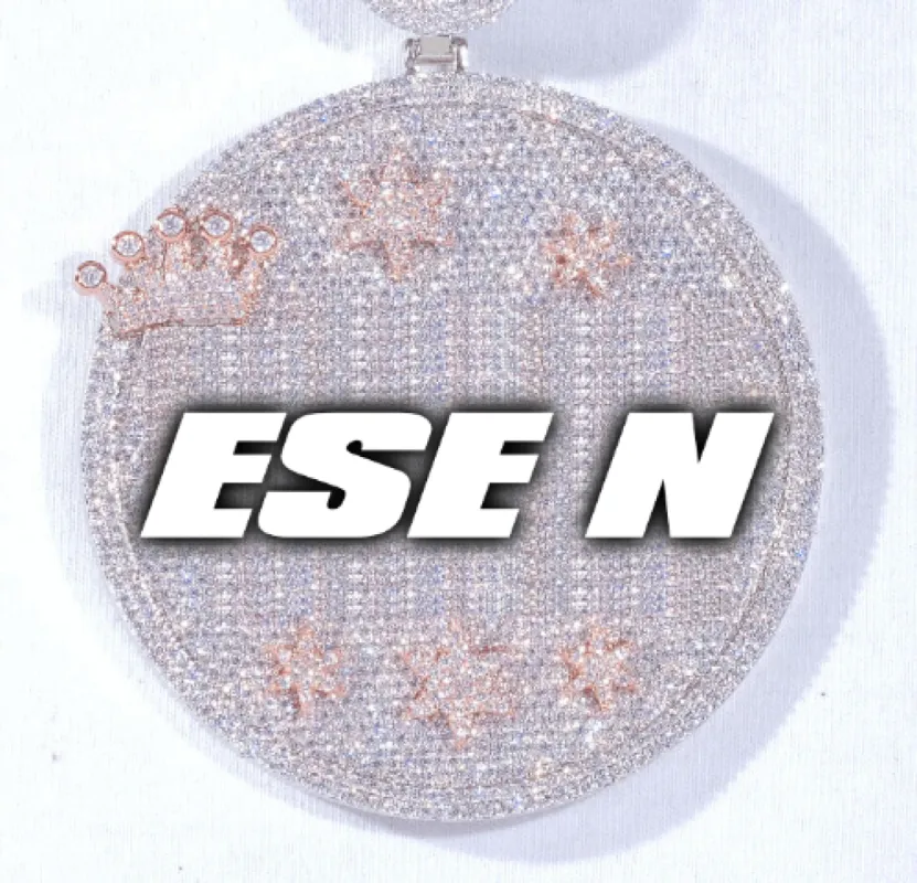 CUSTOM LETTER NECKLACE 3D BIG CROWN DISC sold by The GUU Shop