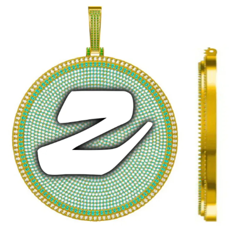 CUSTOM LETTER NECKLACE 3D BIG DISC sold by The GUU Shop