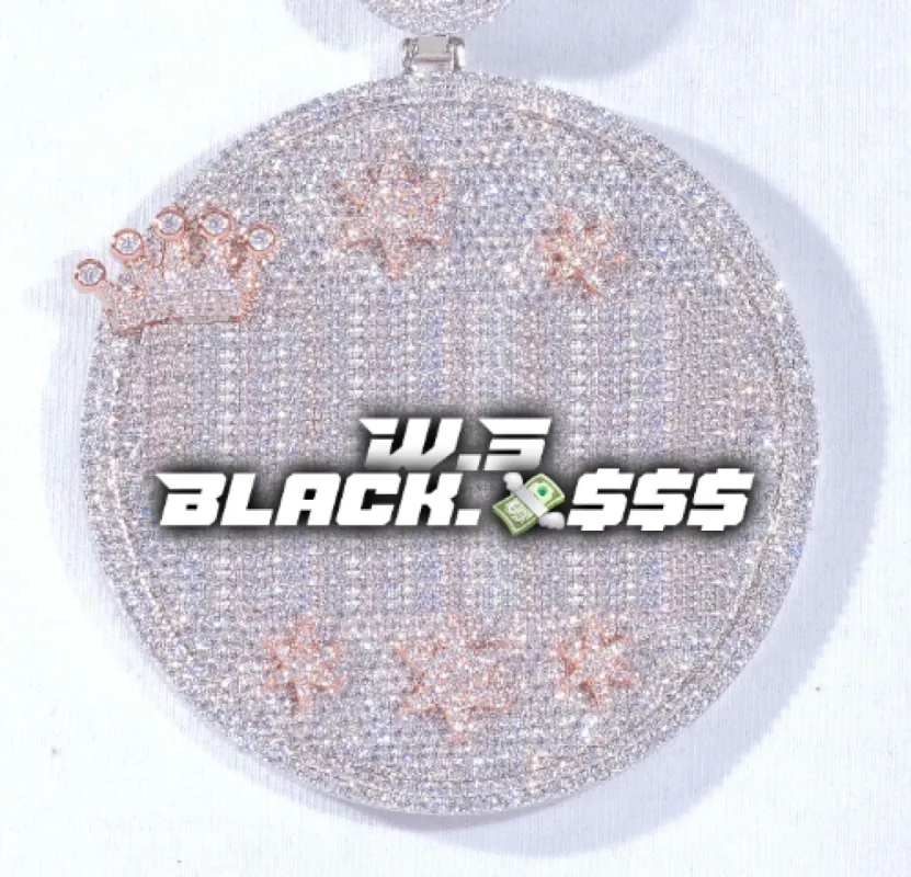 CUSTOM LETTER NECKLACE 3D BIG CROWN DISC sold by The GUU Shop