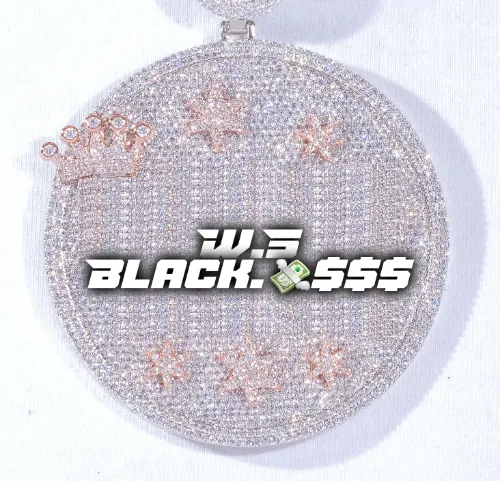 CUSTOM LETTER NECKLACE 3D BIG CROWN DISC sold by The GUU Shop