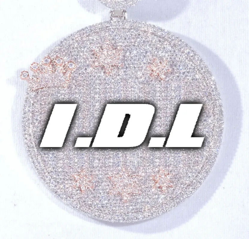 CUSTOM LETTER NECKLACE 3D BIG CROWN DISC sold by The GUU Shop