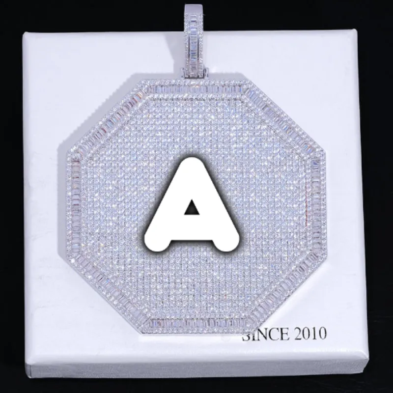 CUSTOM LETTER NECKLACE 3D BIG OCTAGON sold by The GUU Shop