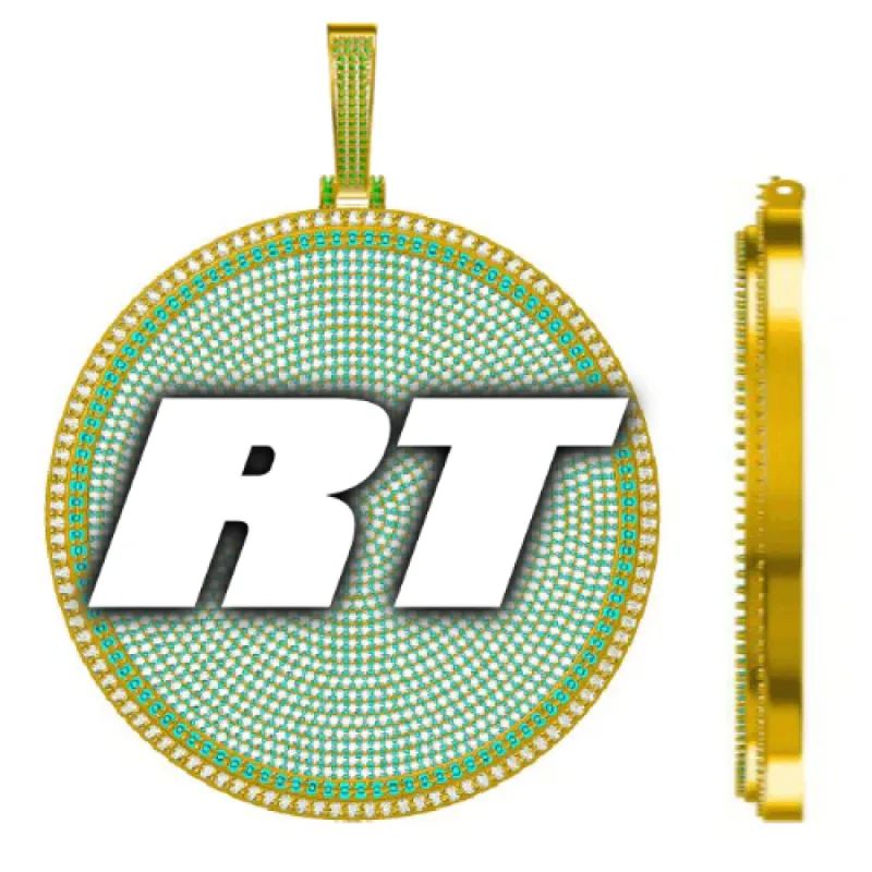 CUSTOM LETTER NECKLACE 3D BIG DISC sold by The GUU Shop