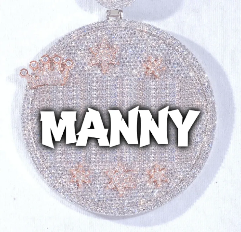 CUSTOM LETTER NECKLACE 3D BIG CROWN DISC sold by The GUU Shop