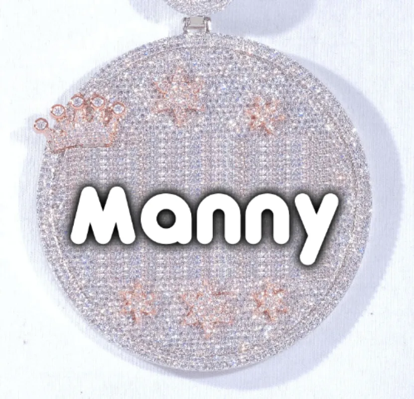 CUSTOM LETTER NECKLACE 3D BIG CROWN DISC sold by The GUU Shop