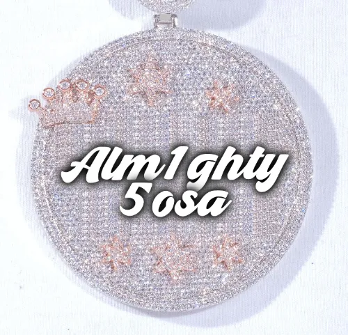 CUSTOM LETTER NECKLACE 3D BIG CROWN DISC sold by The GUU Shop