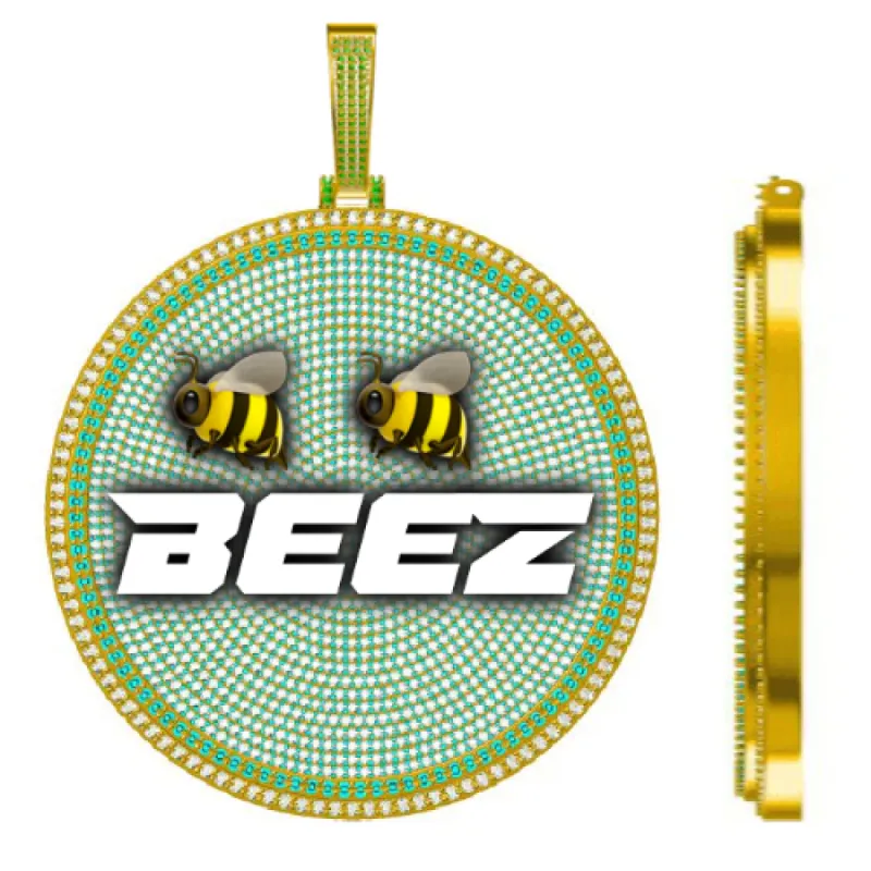 CUSTOM LETTER NECKLACE 3D BIG DISC sold by The GUU Shop