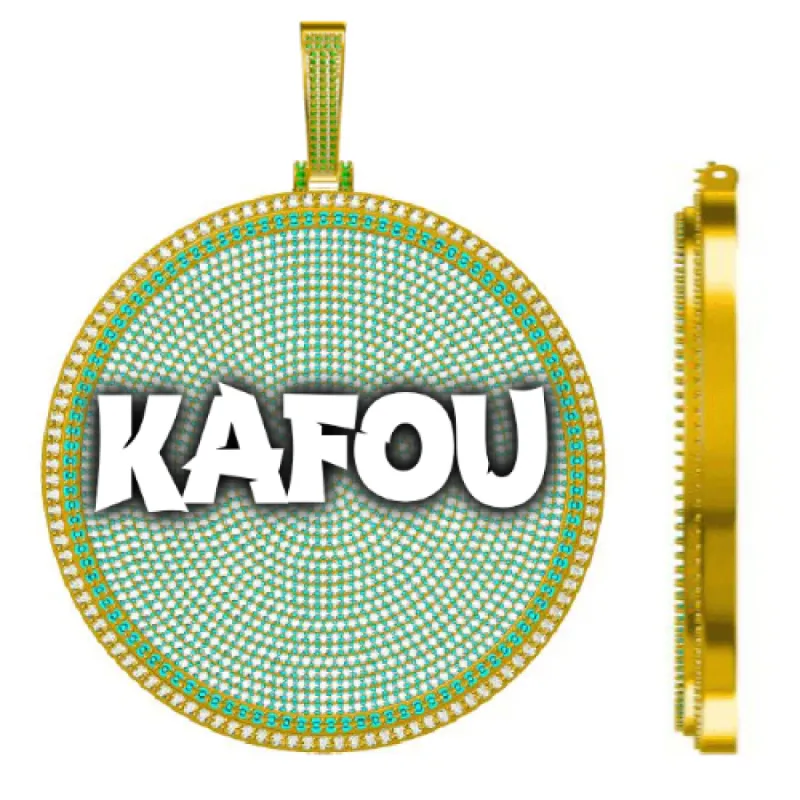 CUSTOM LETTER NECKLACE 3D BIG DISC sold by The GUU Shop