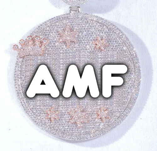 CUSTOM LETTER NECKLACE 3D BIG CROWN DISC sold by The GUU Shop