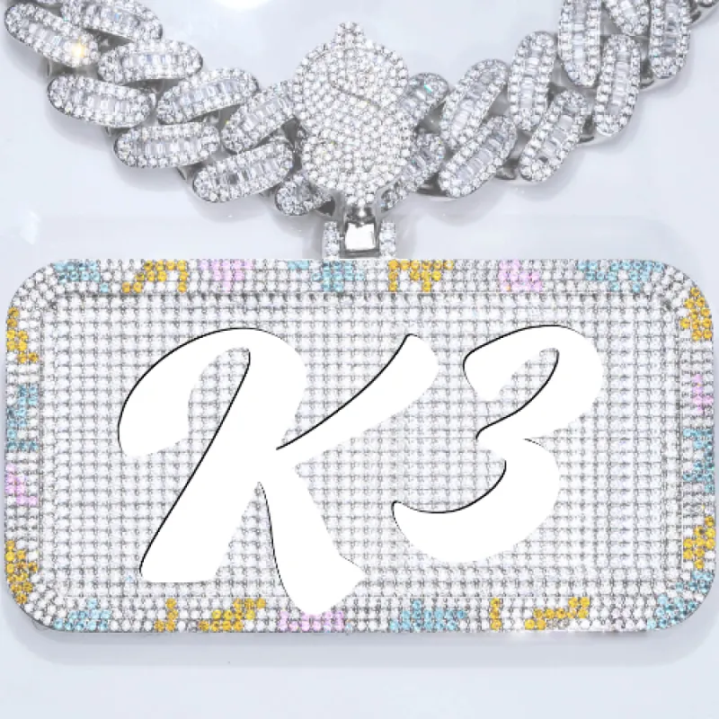 CUSTOM LETTER NECKLACE 3D COLORFUL SQUARE sold by The GUU Shop