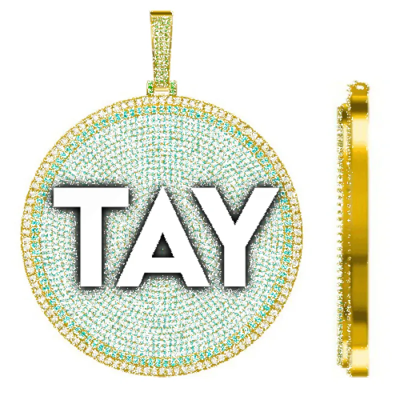 CUSTOM LETTER NECKLACE 3D BIG DISC sold by The GUU Shop