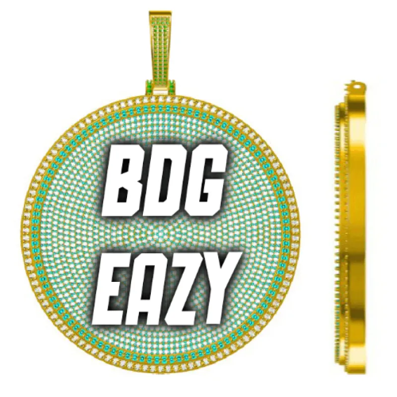 CUSTOM LETTER NECKLACE 3D BIG DISC sold by The GUU Shop