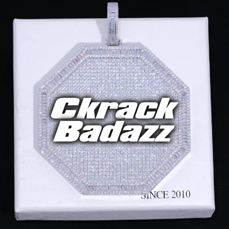 CUSTOM LETTER NECKLACE 3D BIG OCTAGON sold by The GUU Shop