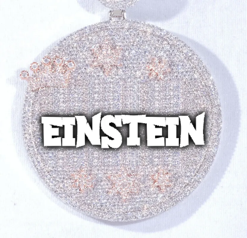 CUSTOM LETTER NECKLACE 3D BIG CROWN DISC sold by The GUU Shop