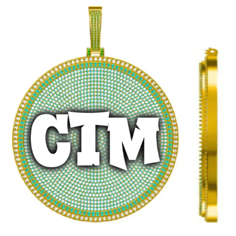 CUSTOM LETTER NECKLACE 3D BIG DISC sold by The GUU Shop