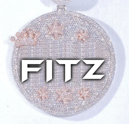 CUSTOM LETTER NECKLACE 3D BIG CROWN DISC sold by The GUU Shop