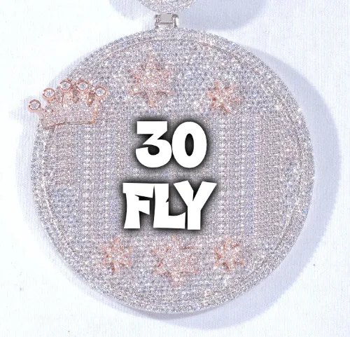 CUSTOM LETTER NECKLACE 3D BIG CROWN DISC sold by The GUU Shop