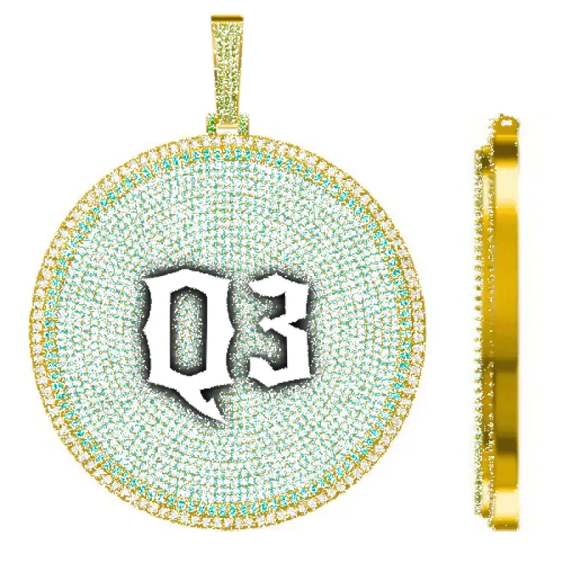 CUSTOM LETTER NECKLACE 3D BIG DISC made by The GUU Shop