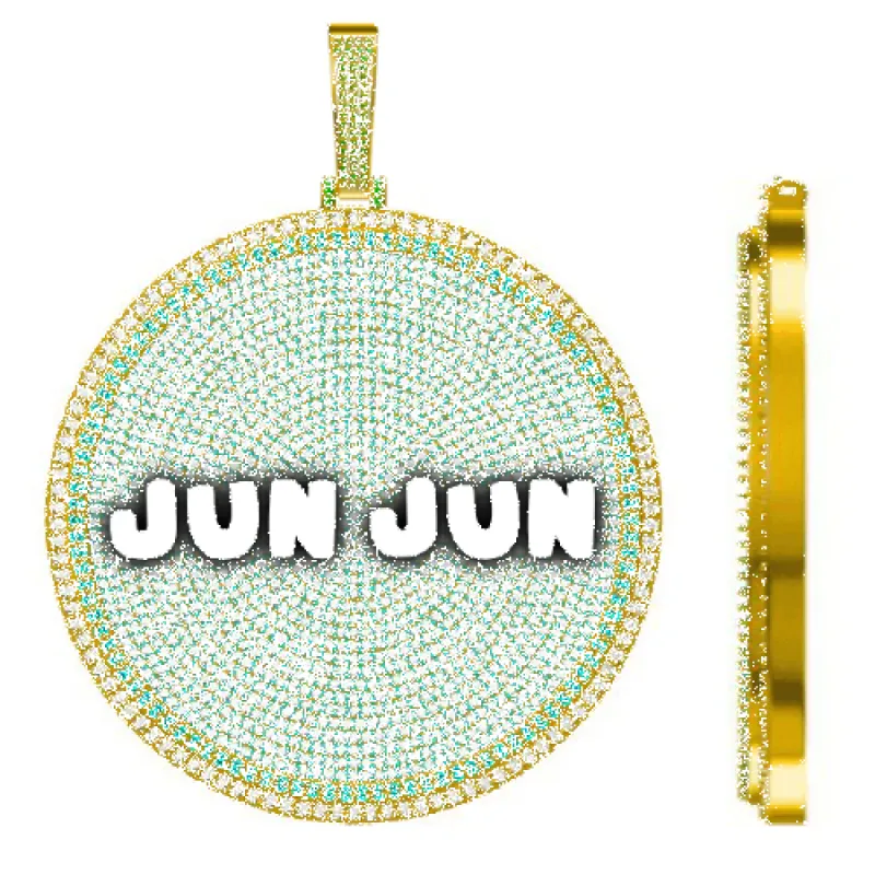 CUSTOM LETTER NECKLACE 3D BIG DISC sold by The GUU Shop