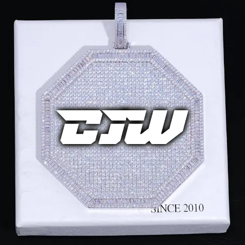 CUSTOM LETTER NECKLACE 3D BIG OCTAGON sold by The GUU Shop