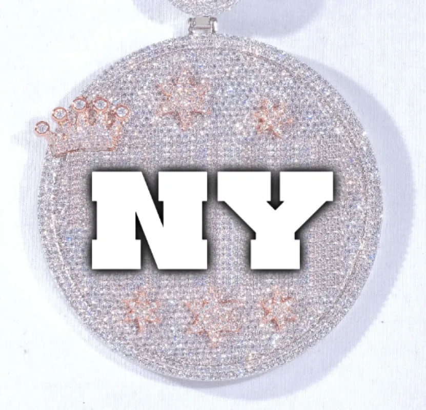 CUSTOM LETTER NECKLACE 3D BIG CROWN DISC sold by The GUU Shop
