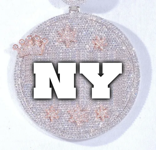 CUSTOM LETTER NECKLACE 3D BIG CROWN DISC sold by The GUU Shop