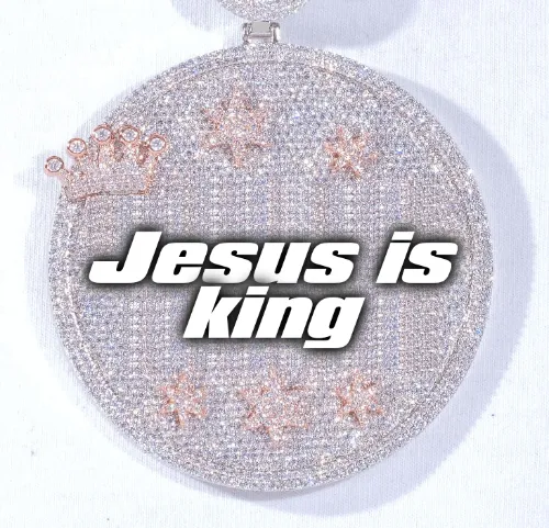 CUSTOM LETTER NECKLACE 3D BIG CROWN DISC sold by The GUU Shop